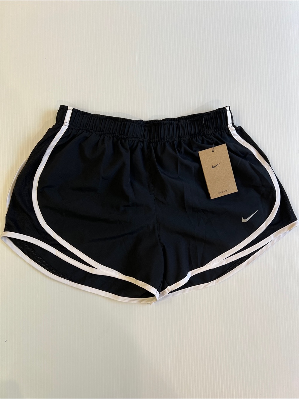 New Nike Women’s Black Running Shorts with White Trim in Size Medium